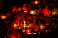 prayer hands. Candles in the cemetery. 1st November. Feast of All Saints. Hallowmas. All Souls& x27; Day. Royalty Free Stock Photo