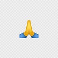 Prayer hands emoji. Folded hands. Isolated on white. Vector