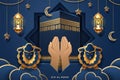 Prayer hands, Kaaba holy stone for Eid al-Adha