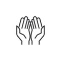 Prayer hands outline icon