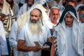 Prayer. Hasids pilgrims in traditional clothes. Rosh-ha-Shana festival, Jewish New Year.