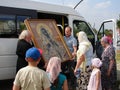 A prayer in honor of Saint Orthodox icon of Mother of God Kaluga in Iznoskovsky district, Kaluga region of Russia.