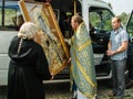 A prayer in honor of Saint Orthodox icon of Mother of God Kaluga in Iznoskovsky district, Kaluga region of Russia.