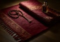Prayer mat perfume and prayer beads Royalty Free Stock Photo