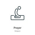 Prayer outline vector icon. Thin line black prayer icon, flat vector simple element illustration from editable religion concept Royalty Free Stock Photo