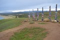 View of the prayer pillars. Royalty Free Stock Photo