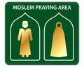 set of qibla sign for mosque or prayer room isolated. 3d Illustration.. Royalty Free Stock Photo