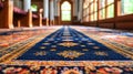 Prayer rug in a mosque interior. Sunlight streams through windows Royalty Free Stock Photo
