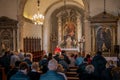 10/23/2021: Svetvincenat, Croatia, mass in a little medieval church