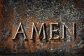 Prayer Sculpture with Word Amen end of Praying