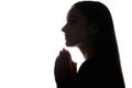 Prayer silhouette christian faith profile woman