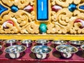 Prayer silver bowls on the altar, Dharmshala Royalty Free Stock Photo