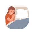 Prayer before sleep isolated cartoon vector illustration.