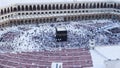 Prayer and Tawaf of Muslims Around AlKaaba in Mecca, Saudi Arabi Royalty Free Stock Photo