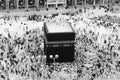 Prayer and Tawaf of Muslims Around AlKaaba in Mecca, Saudi Arabi Royalty Free Stock Photo