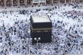 Prayer and Tawaf of Muslims Around AlKaaba in Mecca, Saudi Arabia Royalty Free Stock Photo