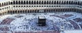 Prayer and Tawaf of Muslims Around AlKaaba in Mecca, Saudi Arabia