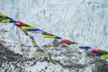 Prayer tibet and nepali flags in Himalaya mountains, Nepal Royalty Free Stock Photo