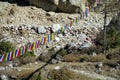 Prayer tibet and nepali flags in Himalaya mountains, Nepal Royalty Free Stock Photo