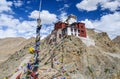 Prayer tibetan flags near the in Leh Palace, Ladakh Royalty Free Stock Photo