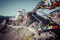 Prayer tibetan flags near the Namgyal Tsemo Monastery in Leh, La Royalty Free Stock Photo