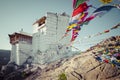 Prayer tibetan flags near the Namgyal Tsemo Monastery in Leh, La Royalty Free Stock Photo