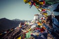 Prayer tibetan flags near the Namgyal Tsemo Monastery in Leh, La Royalty Free Stock Photo