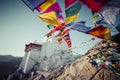 Prayer tibetan flags near the Namgyal Tsemo Monastery in Leh, La Royalty Free Stock Photo