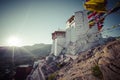 Prayer tibetan flags near the Namgyal Tsemo Monastery in Leh, La Royalty Free Stock Photo