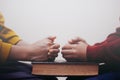 Prayer together and holding hands. Royalty Free Stock Photo