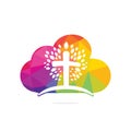 Abstract cloud and tree religious cross symbol icon  design. Royalty Free Stock Photo