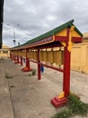 A prayer mills in a Buddhist compound in Mongolia Royalty Free Stock Photo