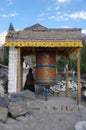 Prayer wheel in Diskit in Ladakh, India