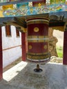 Prayer wheel outside Mulbek Monastery