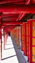 Prayer wheel in Tibetan Buddhist monastery Arou Da Temple in Qinghai China