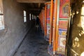 Prayer wheel in Tibetan Buddhist monastery Arou Da Temple in Qinghai China