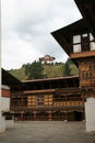 prayer wheels in a buddhist fortress (rinpung dzong) in paro (bhutan) Royalty Free Stock Photo