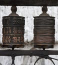 Prayer wheels with Chenrezig mantra, Nepal Royalty Free Stock Photo
