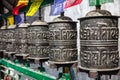Prayer wheels at Kathesimbhu stupa Royalty Free Stock Photo
