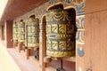 Prayer wheels of the Kenchosum Lhakhang temple Royalty Free Stock Photo