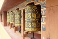 Prayer wheels of the Kenchosum Lhakhang temple Royalty Free Stock Photo