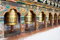 Prayer wheels at the Kyichu Lhakhang Temple, Paro Valley, Bhutan Royalty Free Stock Photo