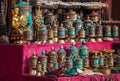 Prayer wheels at Nepali market Royalty Free Stock Photo