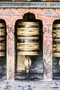 Prayer wheels at the Trongsa Dzong, Trongsa, Bhutan