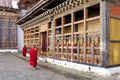 Prayer wheels at the Trongsa Dzong, Trongsa, Bhutan Royalty Free Stock Photo