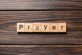 PRAYER word written on wood block. PRAYER text on wooden table for your desing, concept Royalty Free Stock Photo
