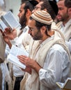 Prayer. A young pilgrim hasid in a traditional headdress. Rosh Hashanah holiday, Jewish New Year.