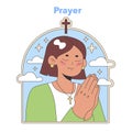 Prayerful devotion illustration. Flat vector illustration. Royalty Free Stock Photo