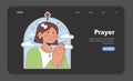 Prayerful devotion illustration. Flat vector illustration.