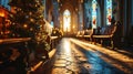 Prayerful Moment in a Church During Christmas - AI Generated